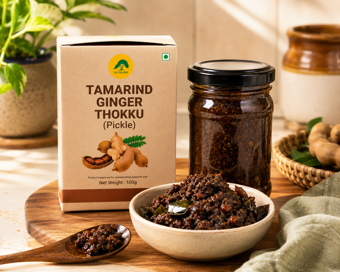 Tamarind ginger thokku (pickle) (100 grams) GULABS