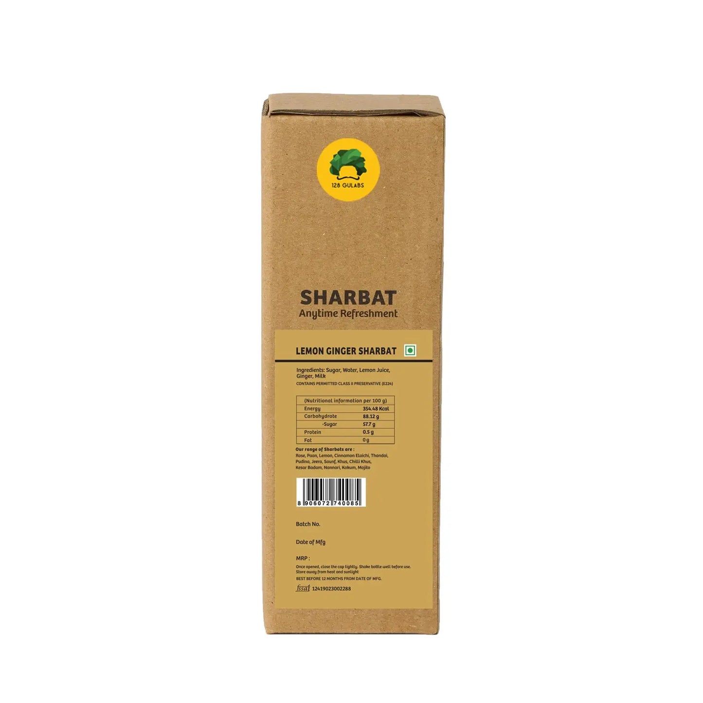 Lemon Ginger Sharbat · 500ml · 12-15 servings Tastes best when mixed with water or soda