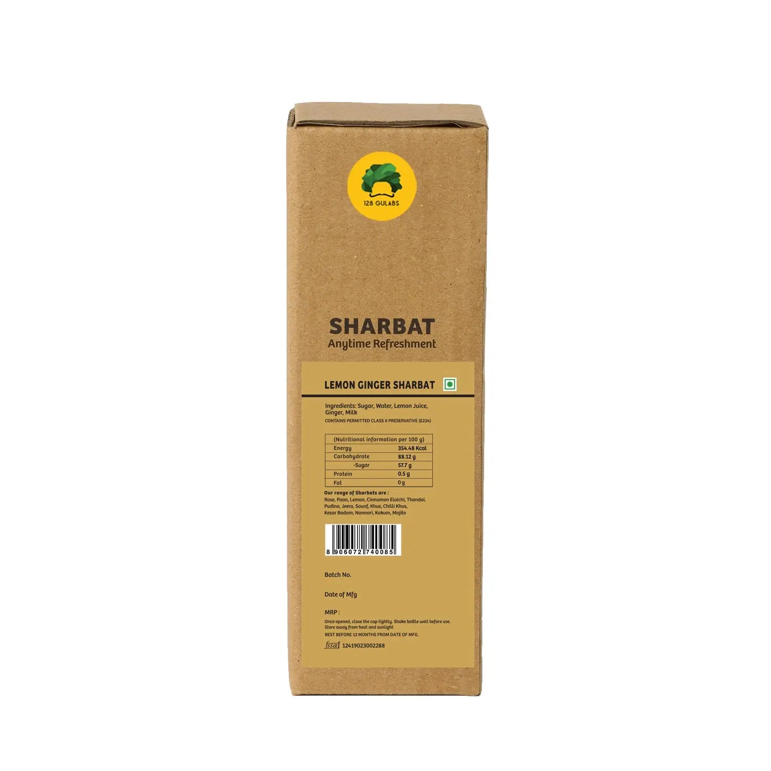 Lemon Ginger Sharbat · 500ml · 12-15 servings Tastes best when mixed with water or soda
