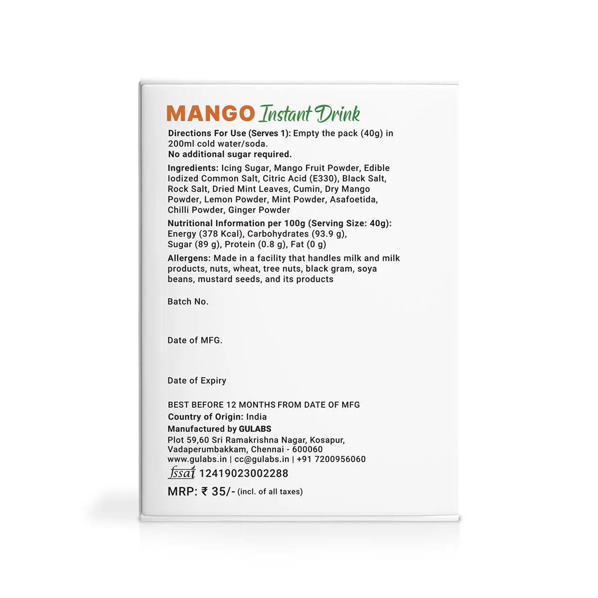 Mango Instant Drink 40g