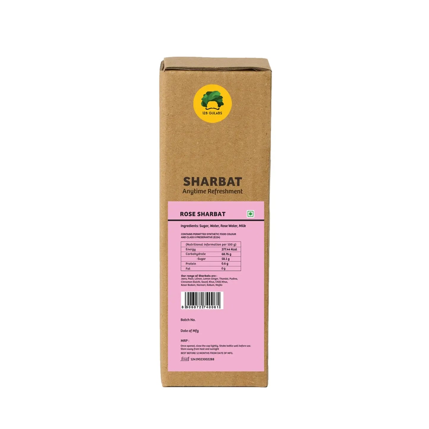 Rose Sharbat (Syrup) · 500ml · 12-15 servings Tastes best when mixed with water or milk