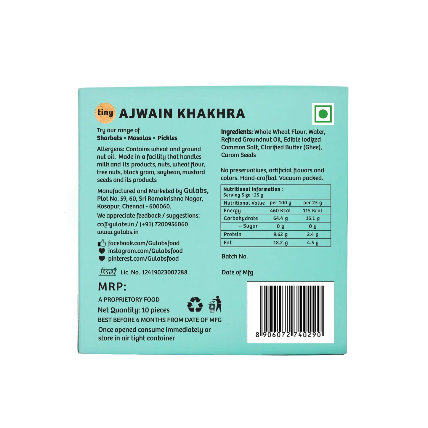 Tiny Ajwain Khakhra 10 pieces