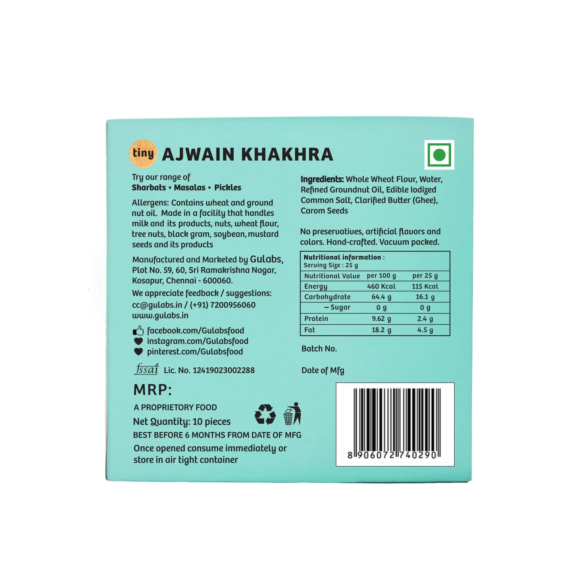 Tiny Ajwain Khakhra 10 pieces