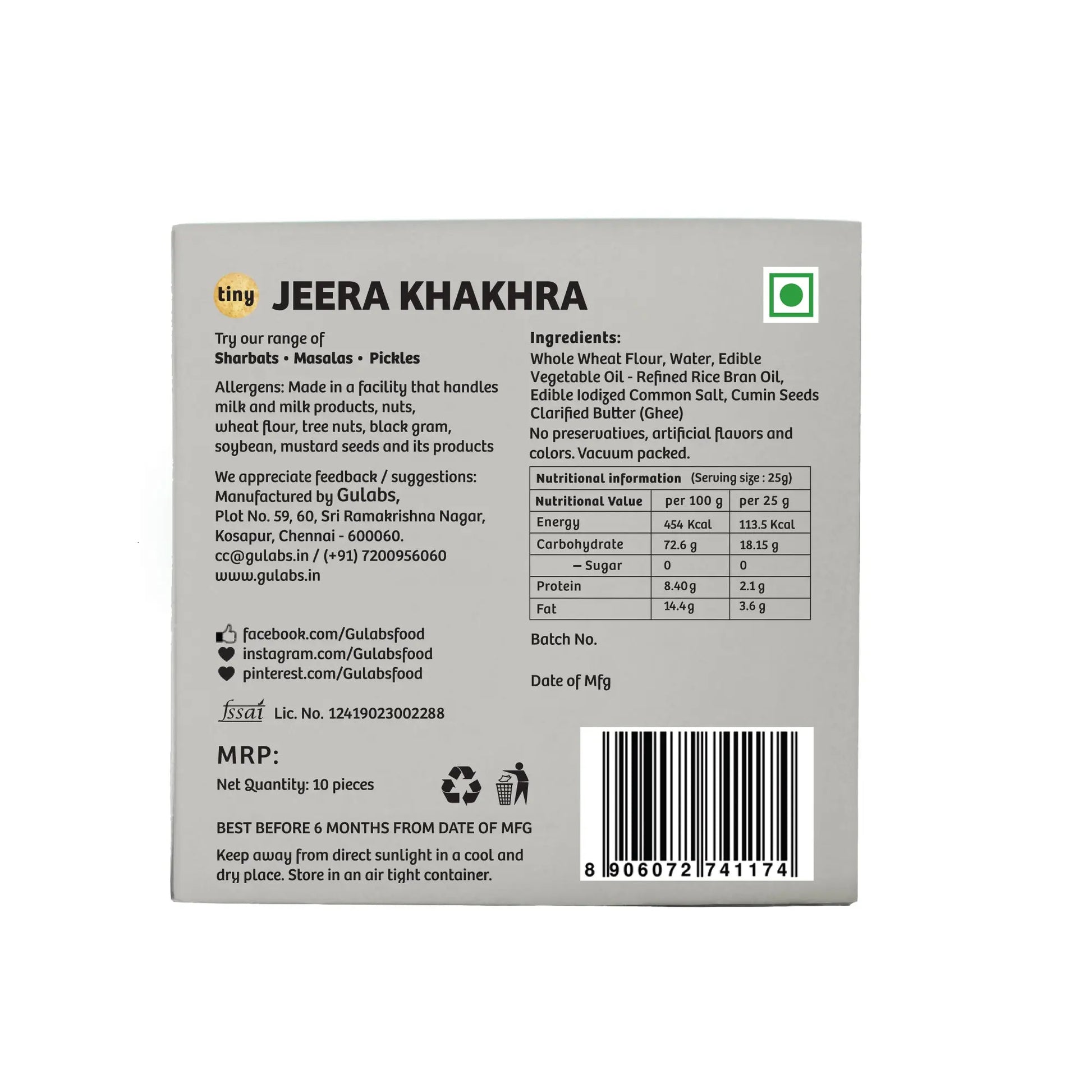 Tiny Jeera Khakhra 10 pieces