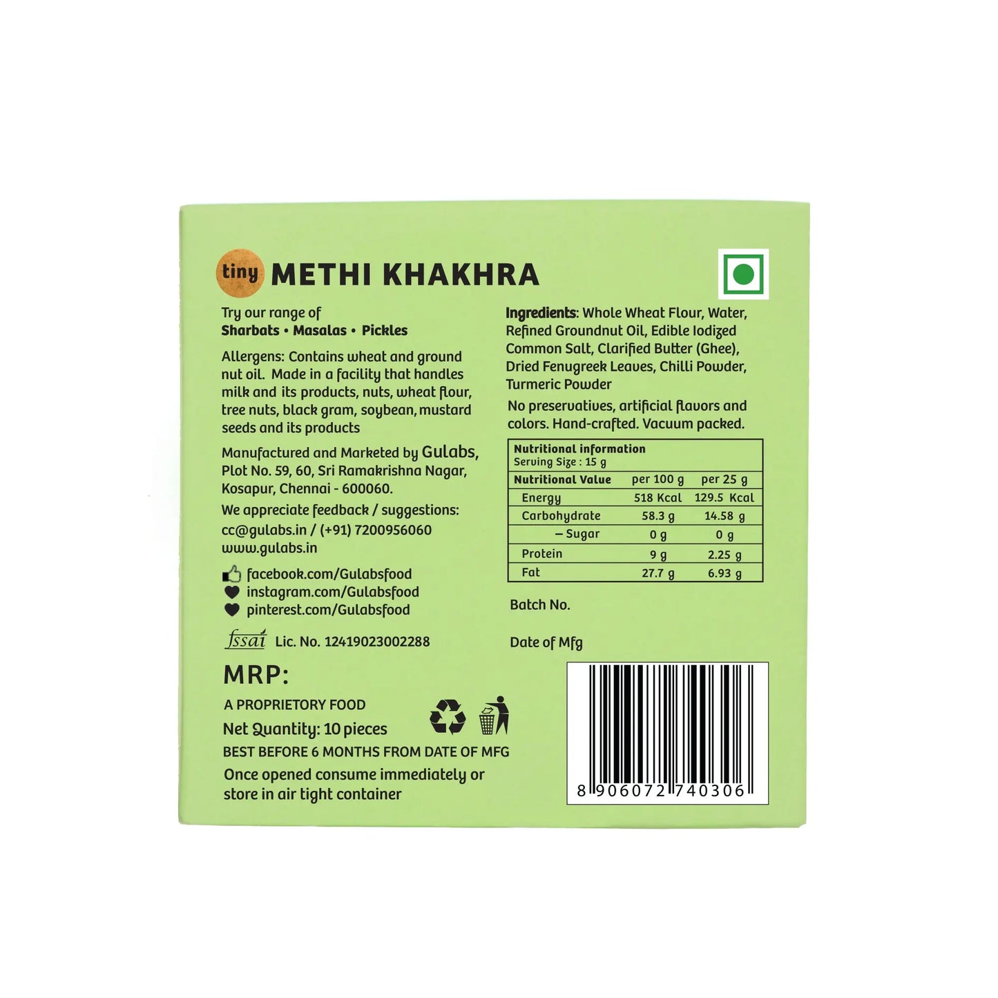 Tiny Methi Khakhra 10 pieces
