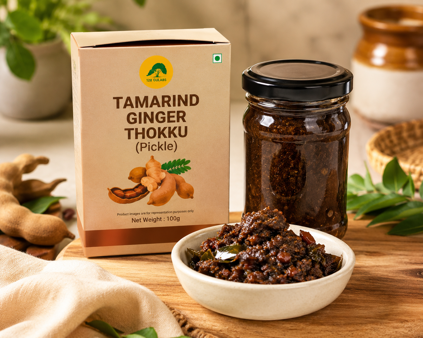 Tamarind ginger thokku (pickle) (100 grams) GULABS