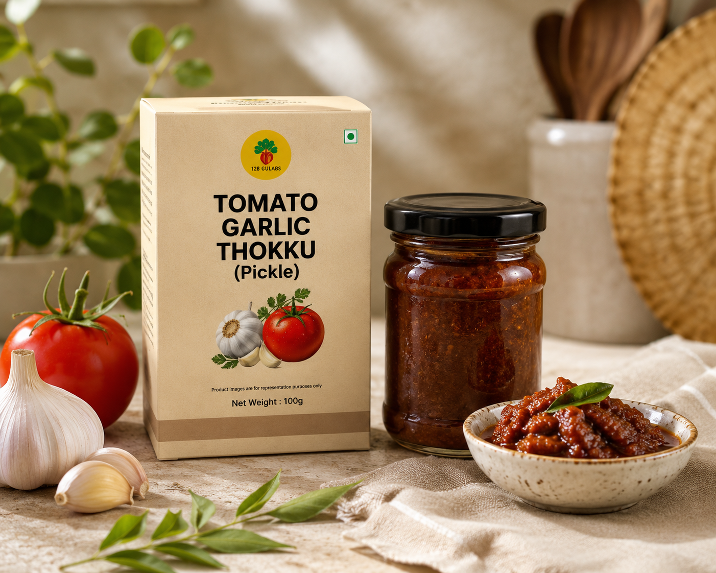 Tomato Garlic thokku (pickle) (100 grams) GULABS