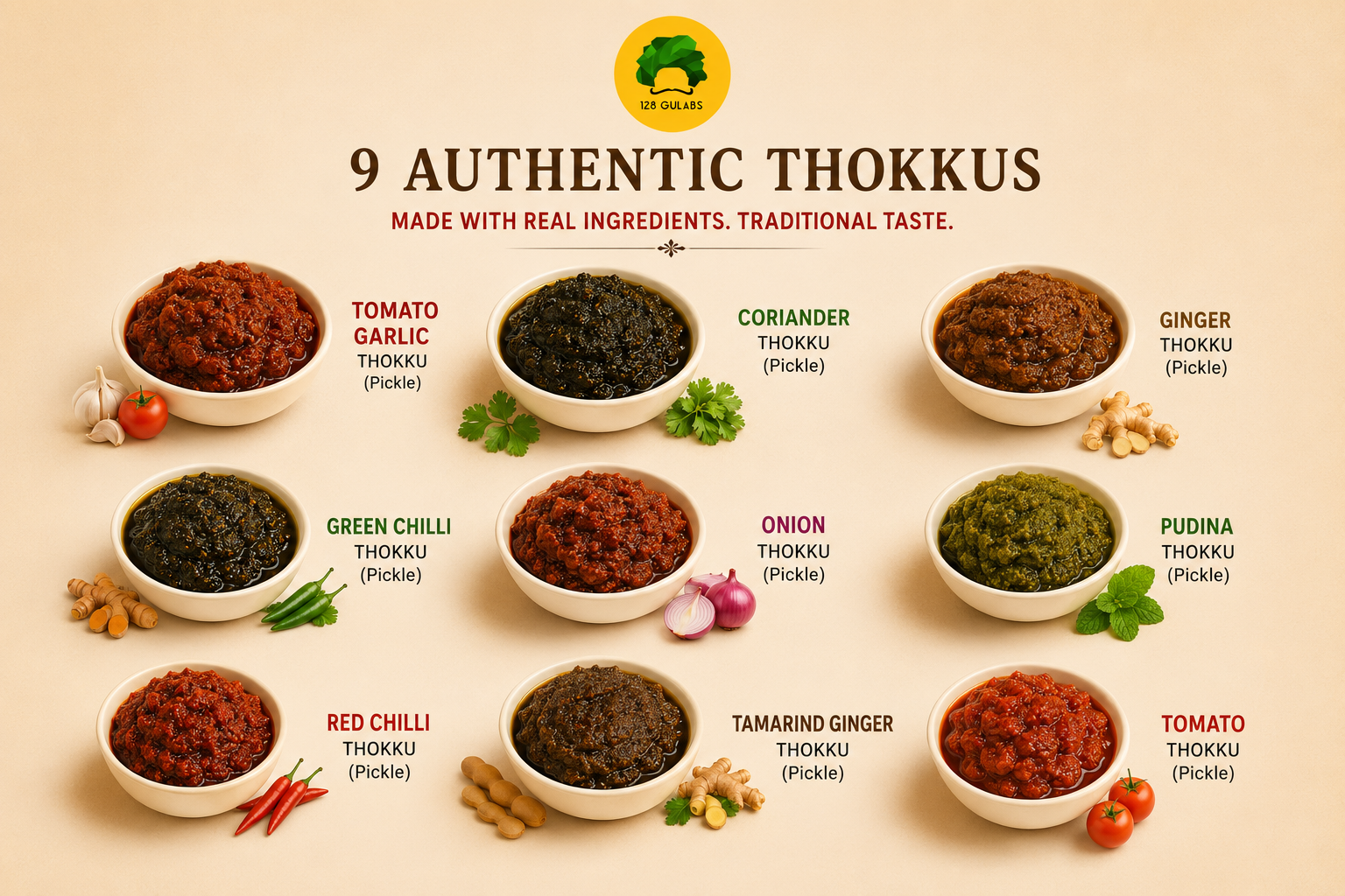 Thokkus / Pickles combo (9 flavours) - 100 g each GULABS